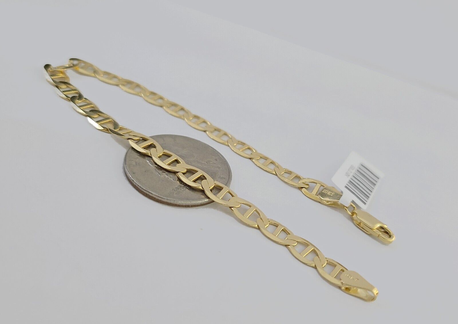 REAL 10k Yellow Gold Bracelet 6mm Anchor Mariner 8" Inch Lobster Lock - GoldenlinQ