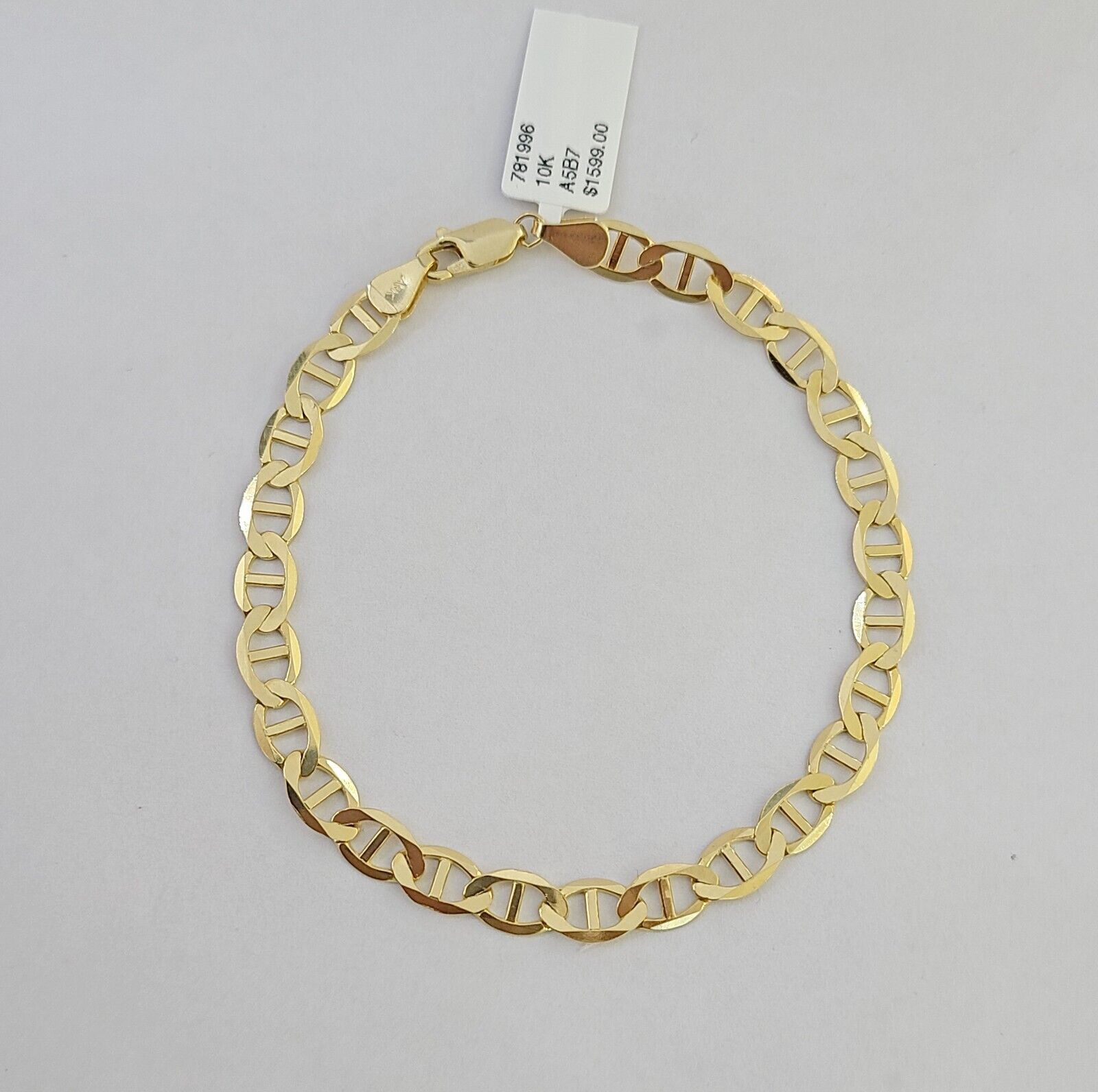 REAL 10k Yellow Gold Bracelet 6mm Anchor Mariner 8" Inch Lobster Lock - GoldenlinQ