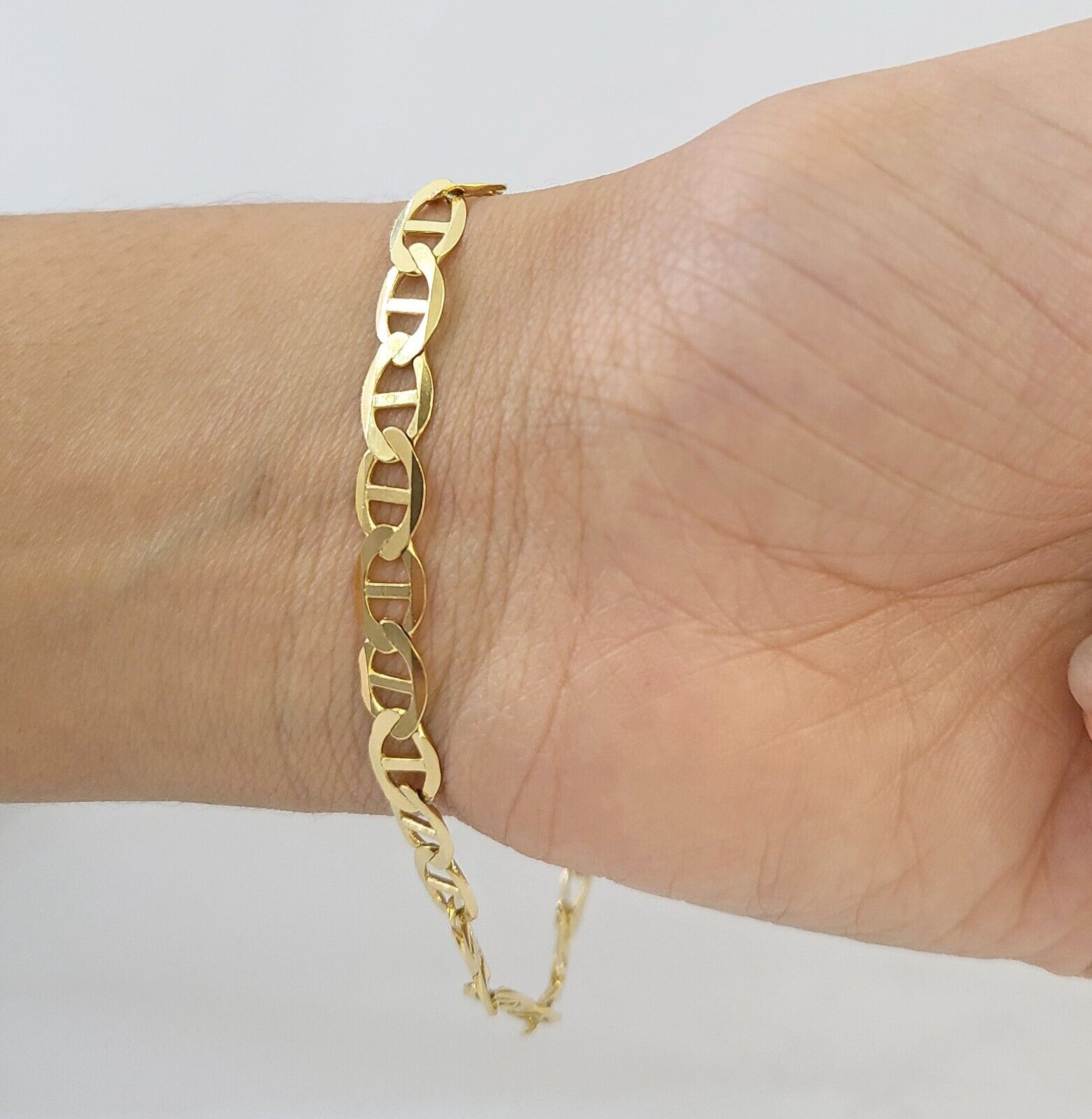 REAL 10k Yellow Gold Bracelet 6mm Anchor Mariner 8" Inch Lobster Lock - GoldenlinQ