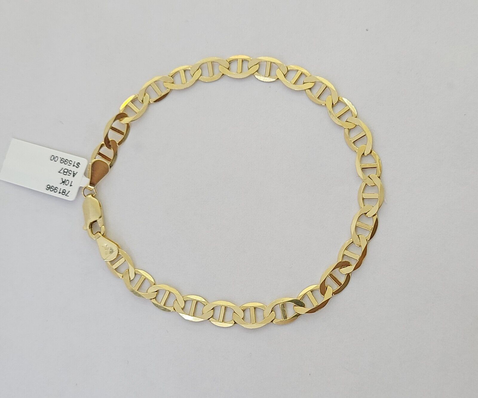 REAL 10k Yellow Gold Bracelet 6mm Anchor Mariner 8" Inch Lobster Lock - GoldenlinQ