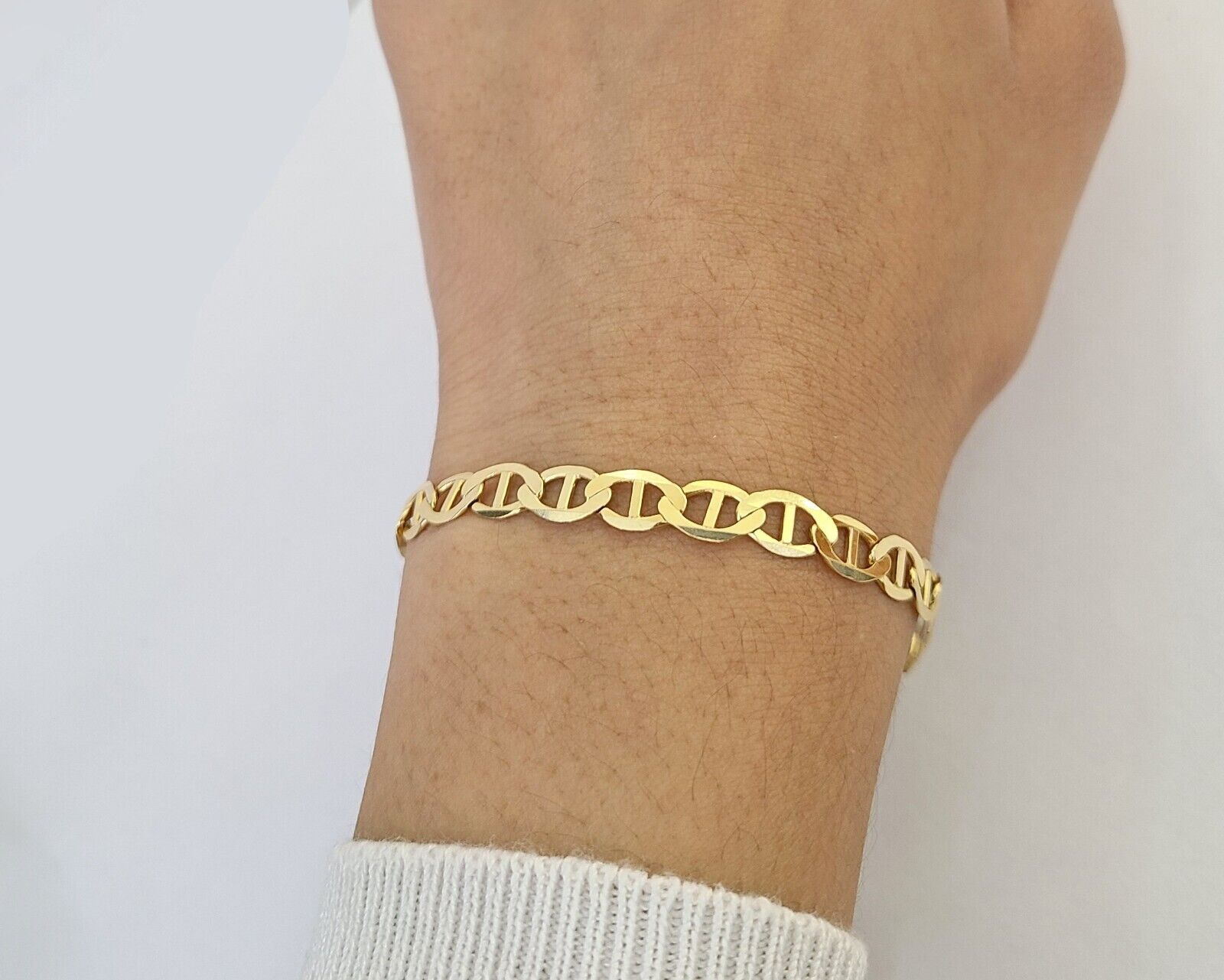 REAL 10k Yellow Gold Bracelet 6mm Anchor Mariner 8" Inch Lobster Lock - GoldenlinQ