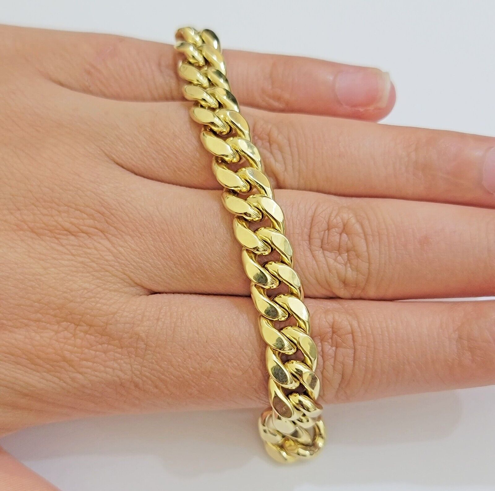 Real 10k Yellow Gold Bracelet 9mm Miami Cuban Link Men's 8.5" inch 10kt Unisex - GoldenlinQ