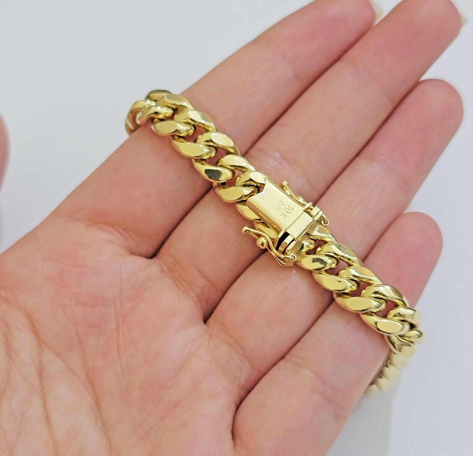 Real 10k Yellow Gold Bracelet 9mm Miami Cuban Link Men's 8.5" inch 10kt Unisex - GoldenlinQ
