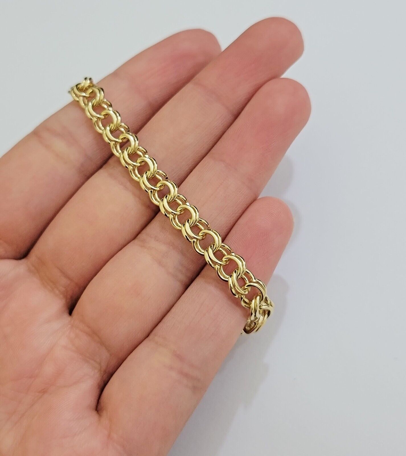 Real 10k Yellow Gold Bracelet Chino ID Name Plate 6.25" SOLID LINK KIDS / Women - GoldenlinQ