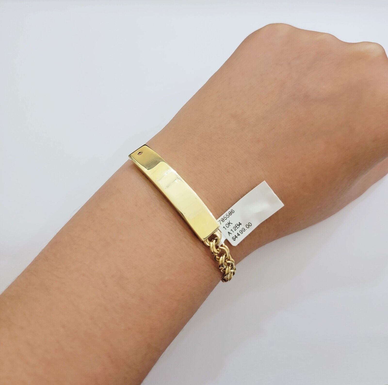 Real 10k Yellow Gold Bracelet Chino ID Name Plate 6.25" SOLID LINK KIDS / Women - GoldenlinQ