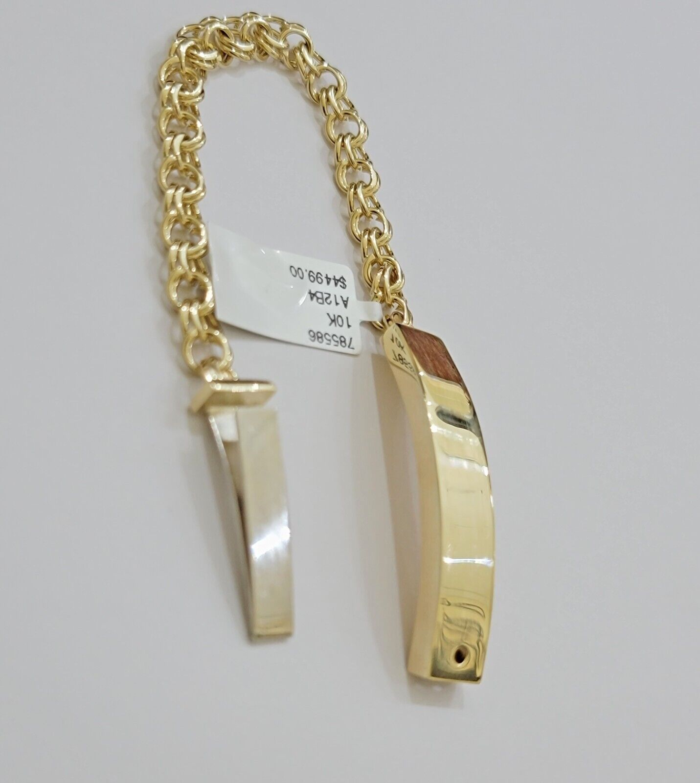 Real 10k Yellow Gold Bracelet Chino ID Name Plate 6.25" SOLID LINK KIDS / Women - GoldenlinQ