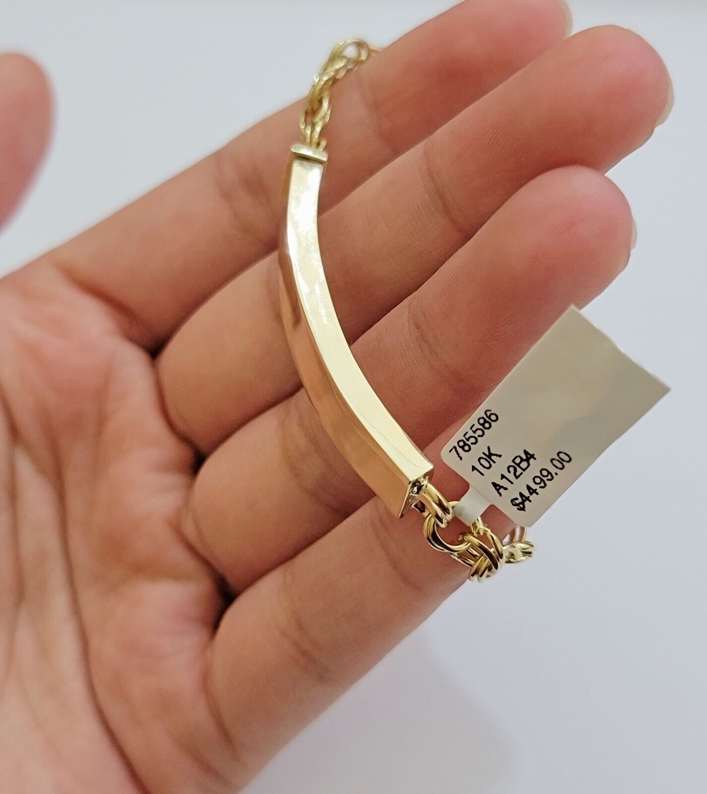 Real 10k Yellow Gold Bracelet Chino ID Name Plate 6.25" SOLID LINK KIDS / Women - GoldenlinQ