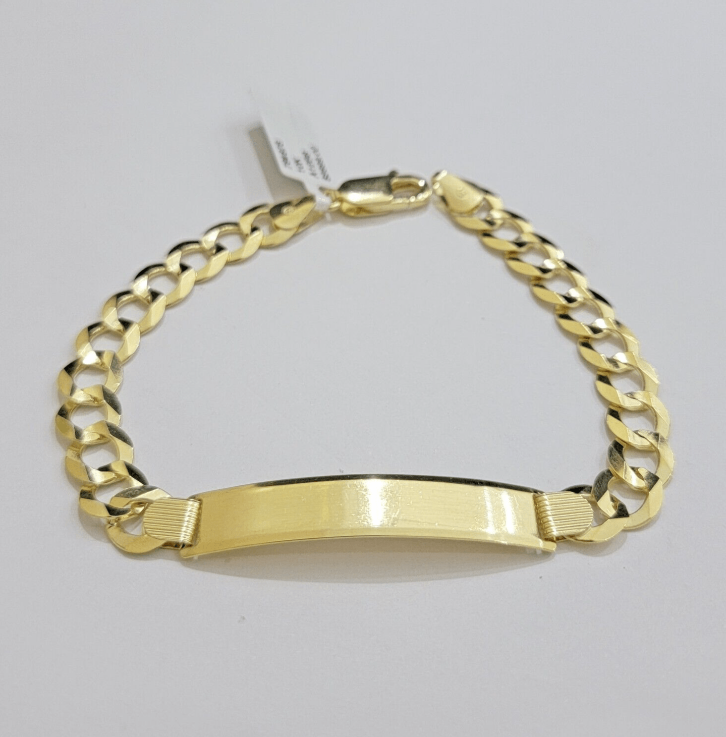 Real 10k Yellow Gold Bracelet ID Cuban Curb Link 9 mm 8.5 Inch Name Plate SOLID - GoldenlinQ
