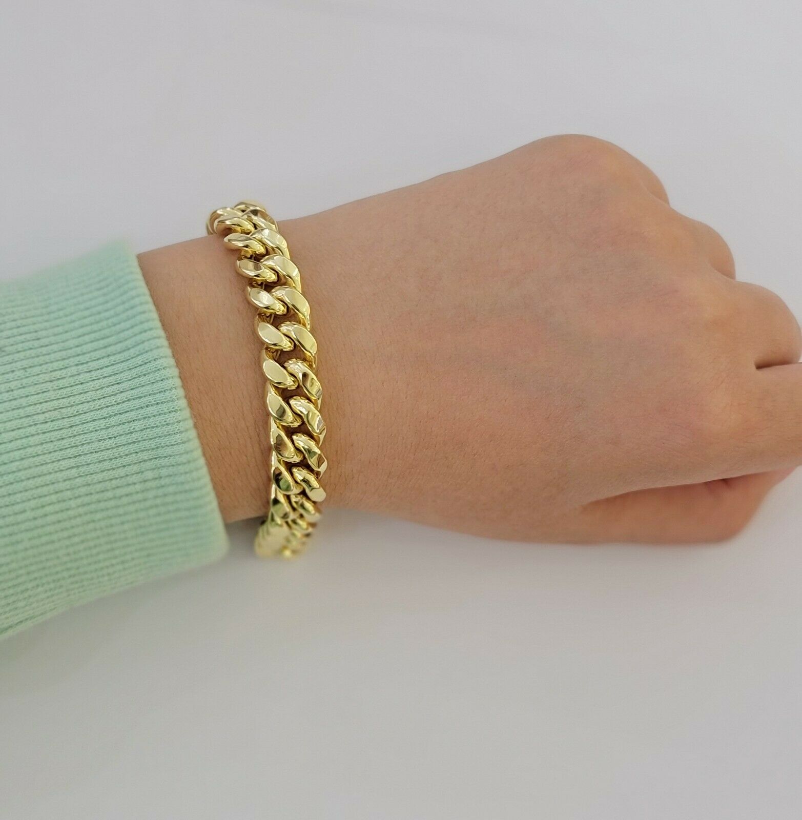 Real 10k Yellow Gold Bracelet Miami Cuban Link 6mm - 13mm 8" Inch Mens 10kt ,Chain - GoldenlinQ