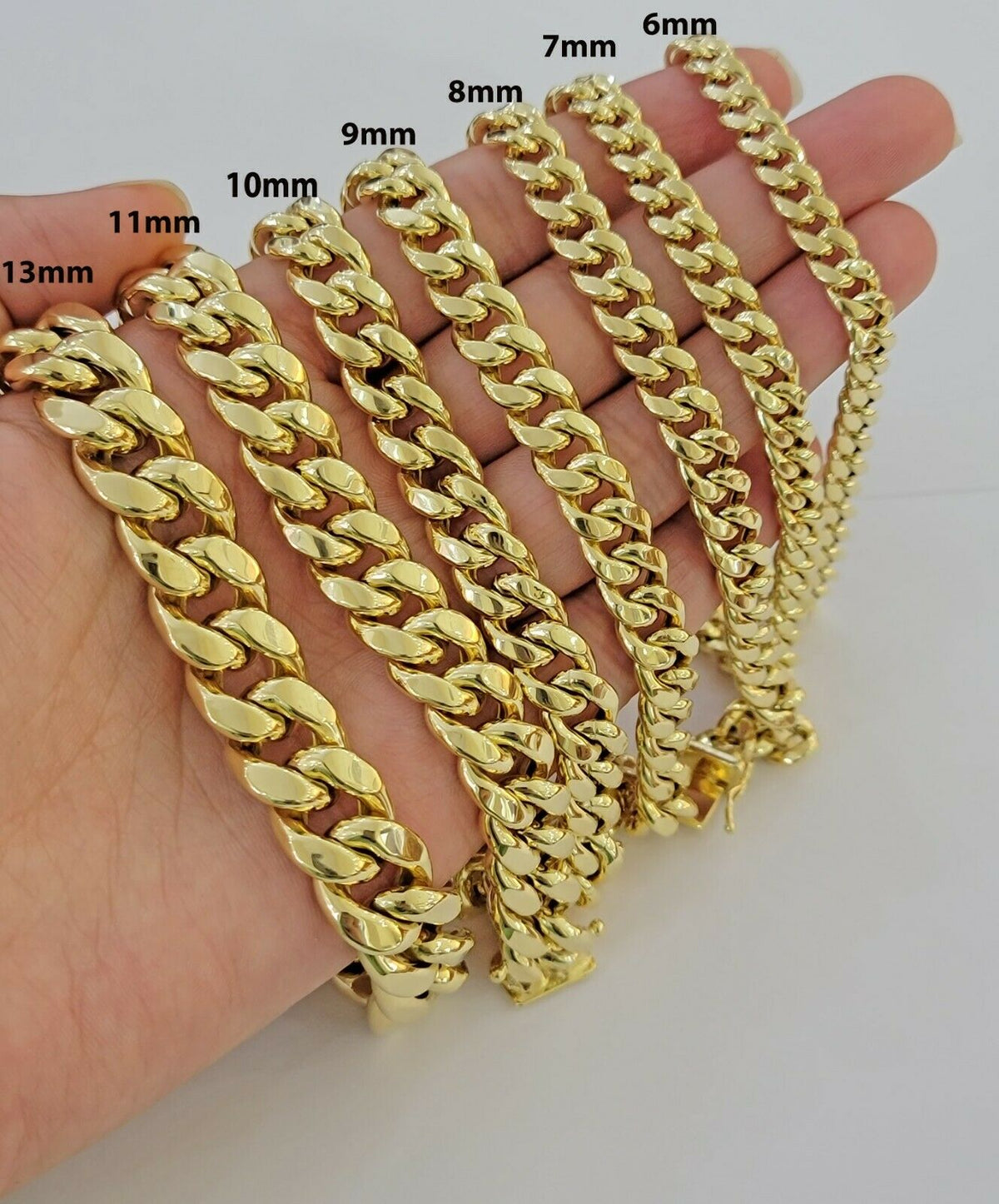 Real 10K Yellow Gold Men's 7MM Miami Cuban Link Chain Bracelet With Box Lock Real 10K Yellow Gold Men's 7MM Miami Cuban Link Chain Bracelet With Box Lock