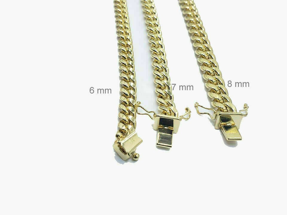 REAL 10k yellow Gold bracelet Miami Cuban Link 6MM - 9Mm 7 - 9" Mens Box Clasp ,Rope - GoldenlinQ
