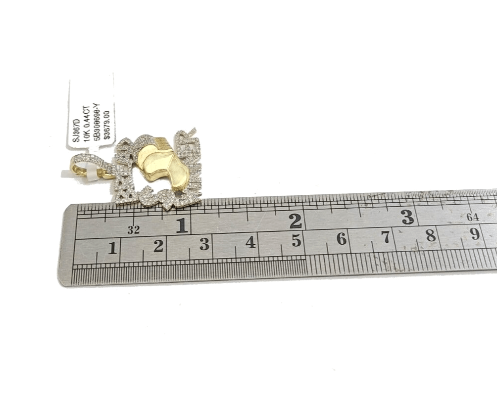 Real 10k Yellow Gold Bread Winner Diamond 0.44CT Charm Pendant 10kt for Chain - GoldenlinQ