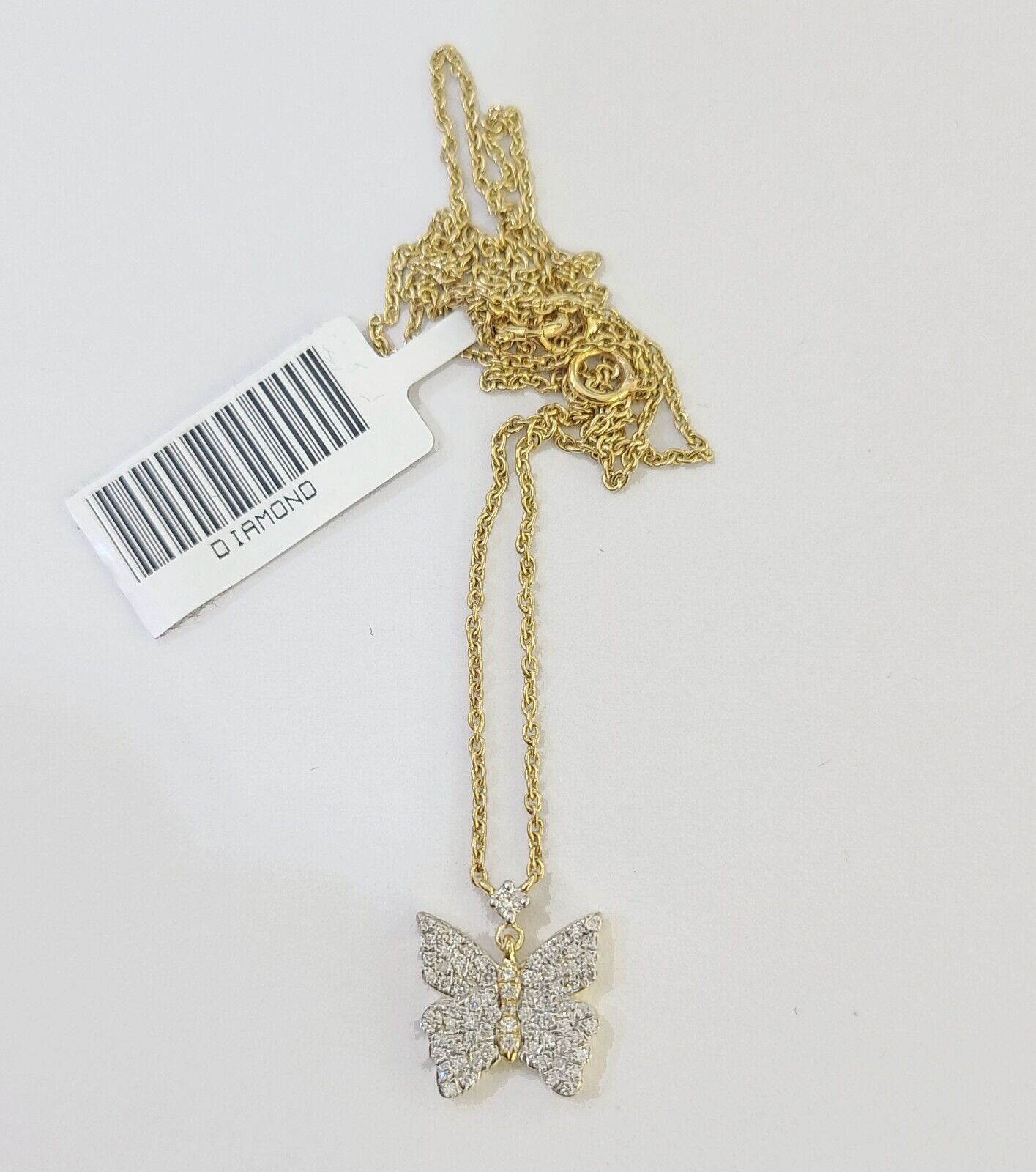 Real 10k Yellow Gold Butterfly Pendant Chain Necklace Set Women - GoldenlinQ