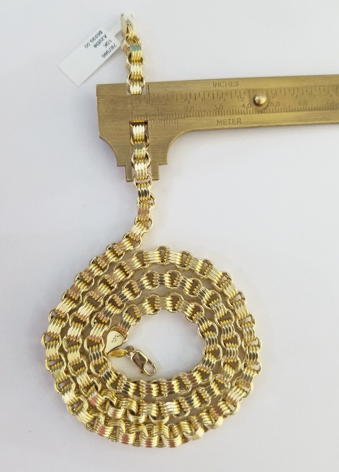 REAL 10k Yellow Gold Byzantine Chain Men's Necklace 6.5mm 24 Inch, 10kt gold - GoldenlinQ