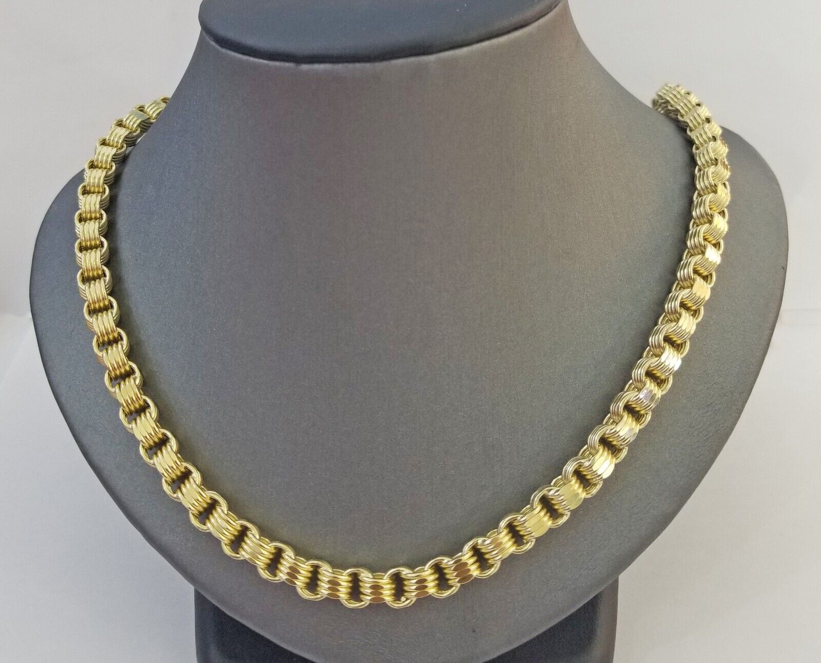 REAL 10k Yellow Gold Byzantine Chain Men's Necklace 6.5mm 24 Inch, 10kt gold - GoldenlinQ