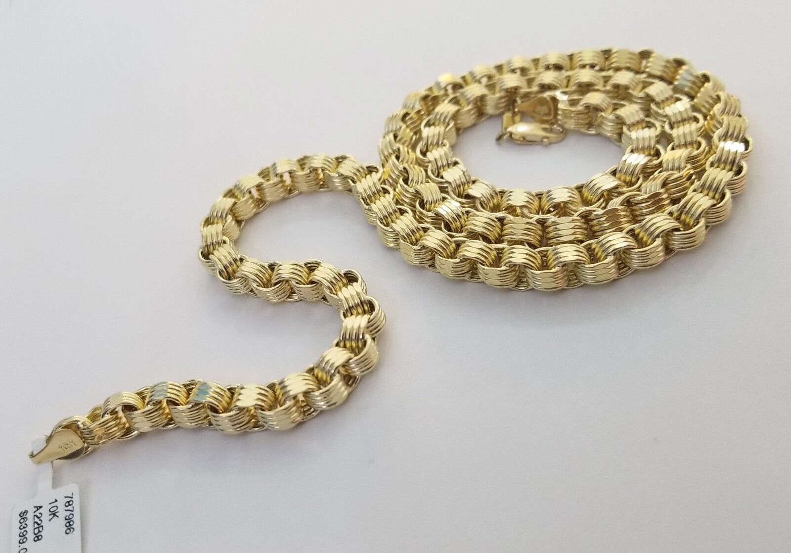 REAL 10k Yellow Gold Byzantine Chain Men's Necklace 6.5mm 24 Inch, 10kt gold - GoldenlinQ