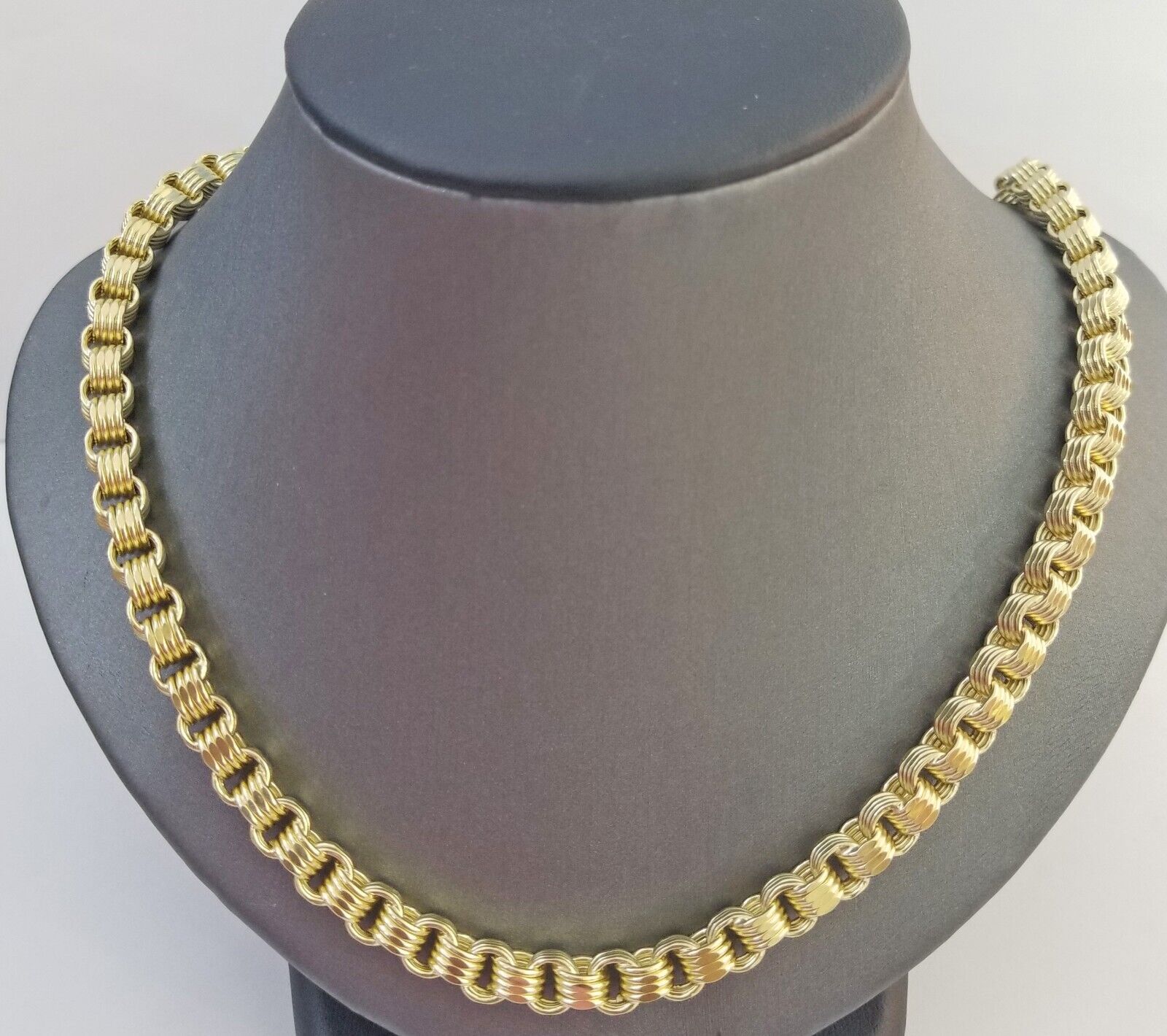 REAL 10k Yellow Gold Byzantine Chain Men's Necklace 6.5mm 24 Inch, 10kt gold - GoldenlinQ