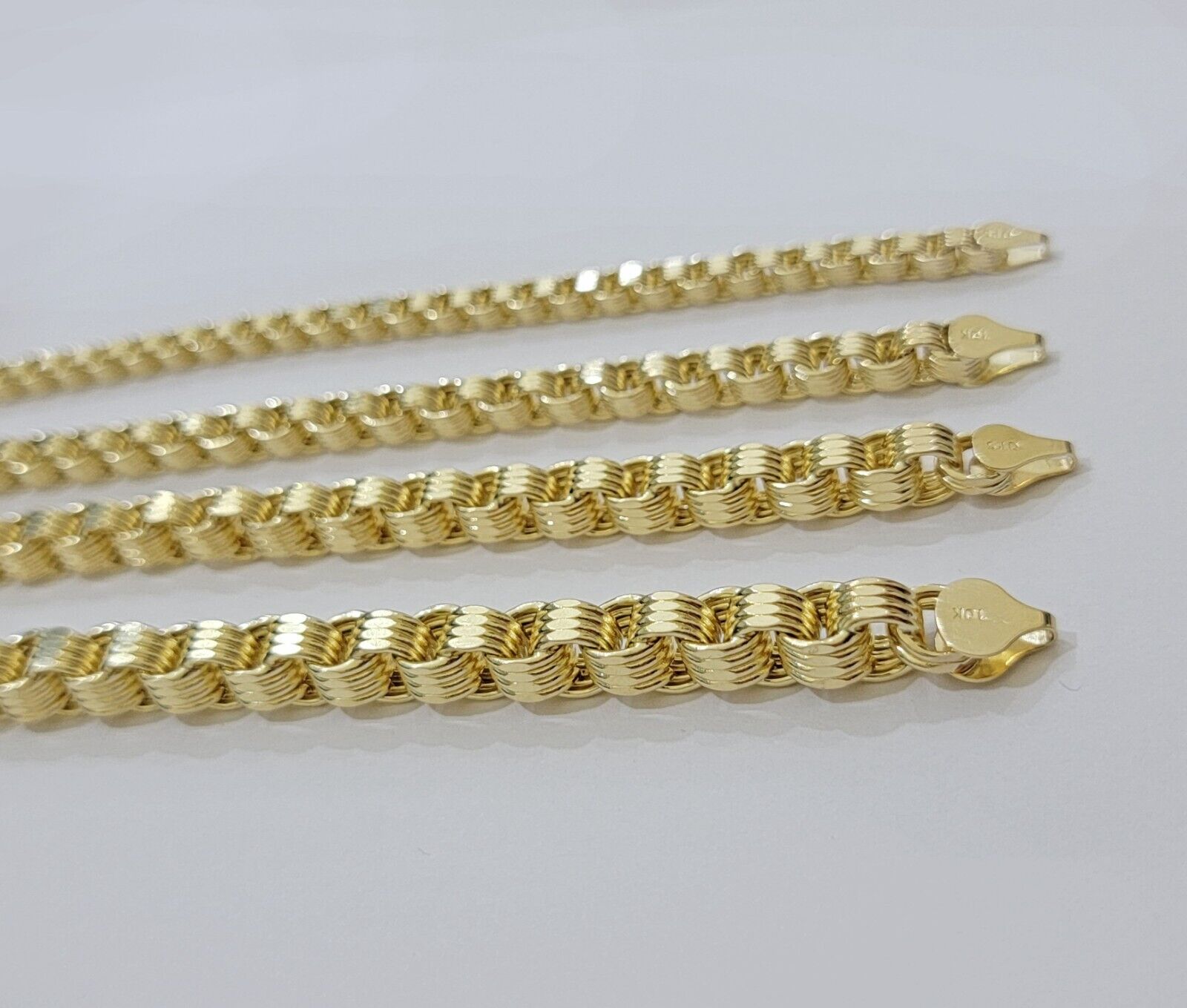 Real 10k Yellow Gold Byzantine Chain Necklace 20 inch - 30" Men 4mm 5mm 6mm 7mm - GoldenlinQ