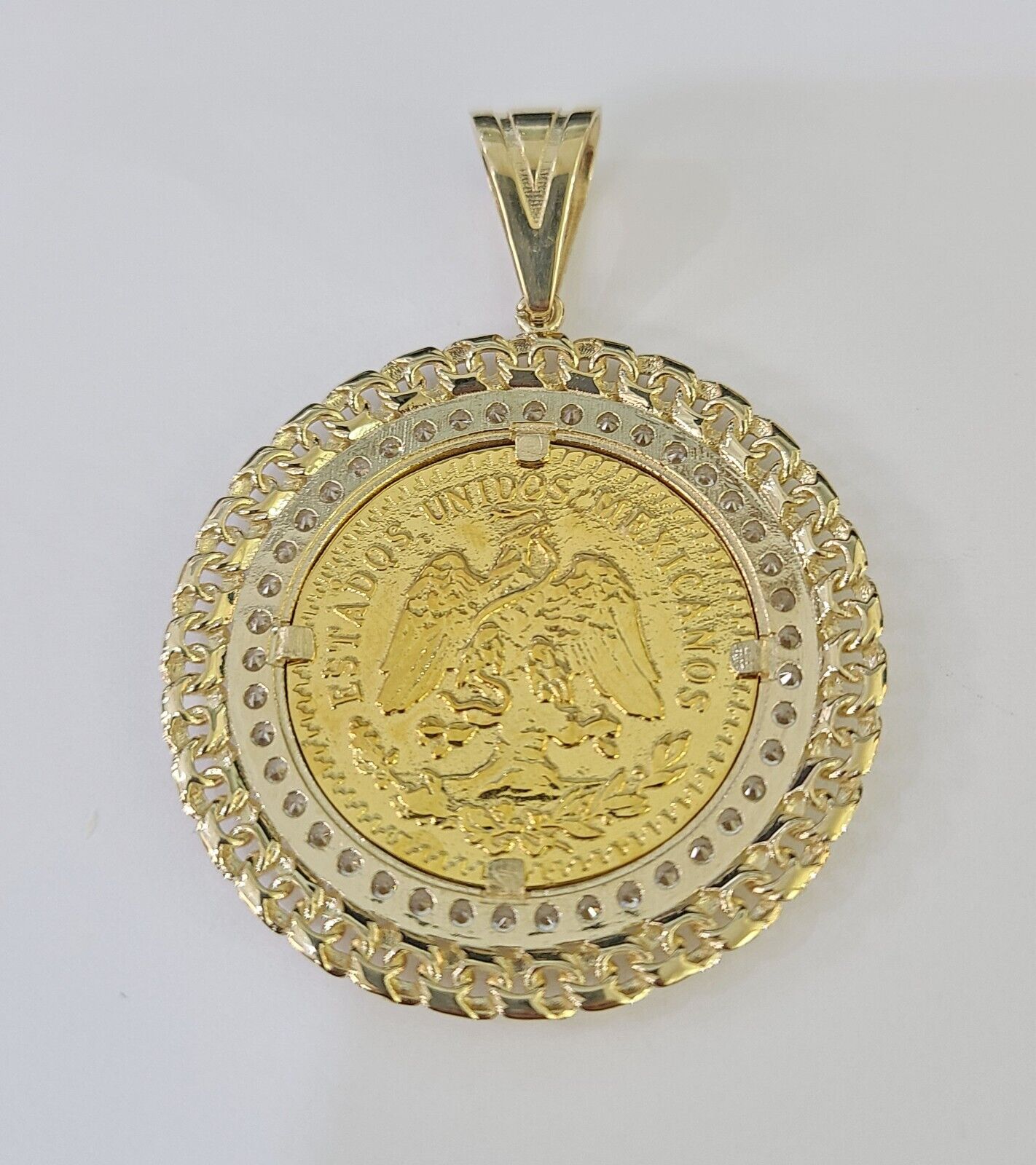 REAL 10k Yellow Gold Centenario - Style Coin Charm 50 Pesos 1947 Mexican Pendant - GoldenlinQ