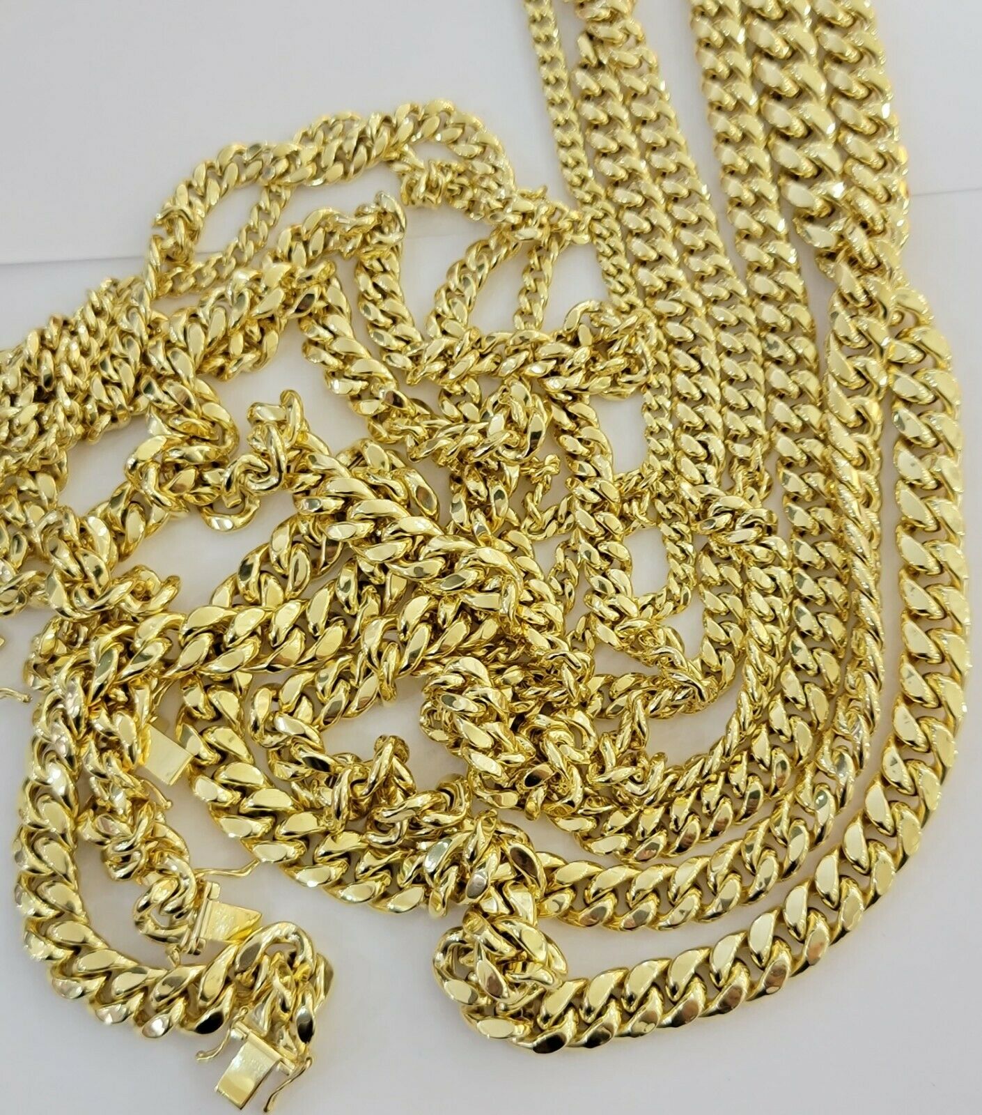 Real 10k Yellow Gold chain Bracelet 5mm - 10mm Miami Cuban Link Necklace 8" - 30" - GoldenlinQ