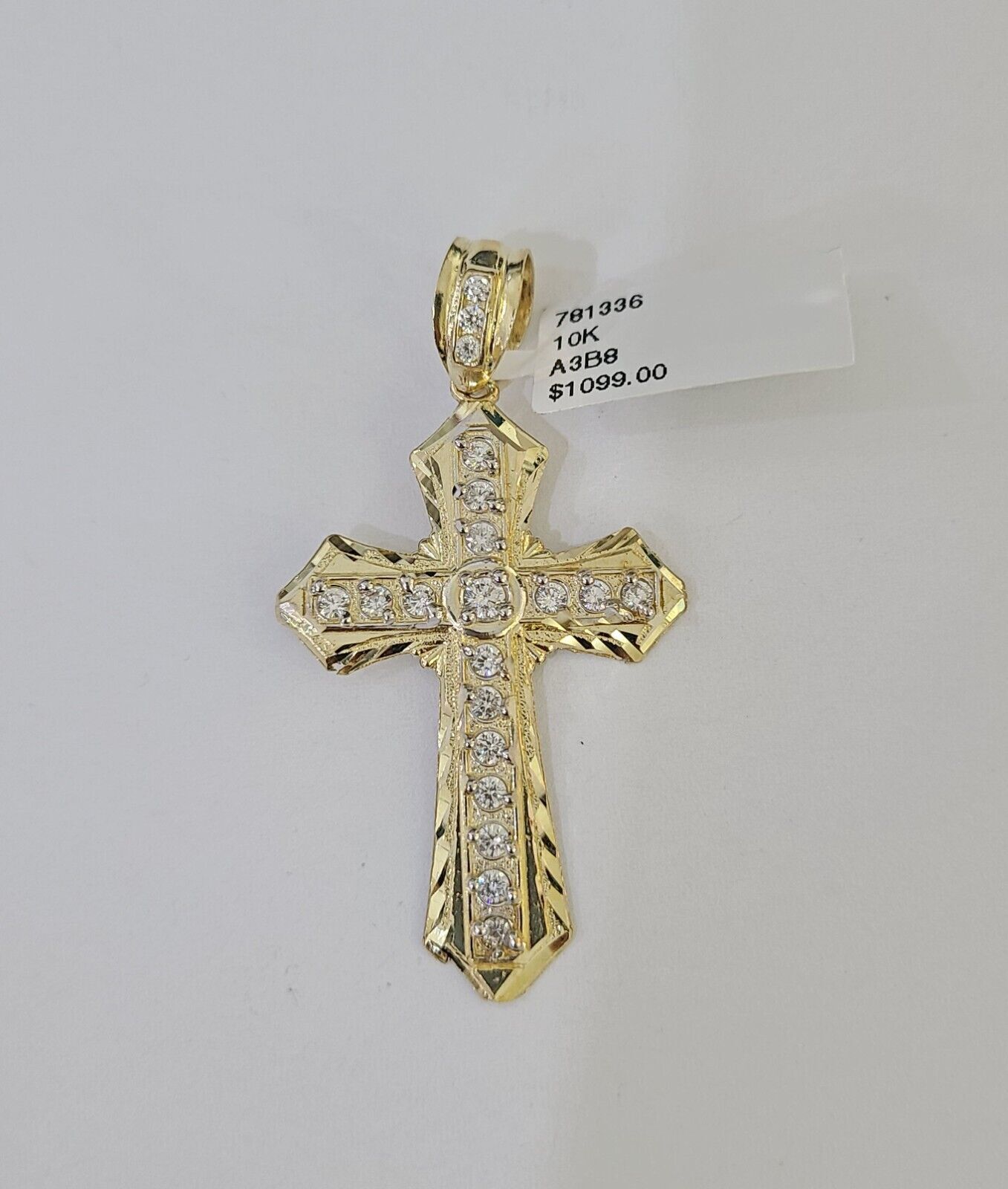 Real 10k Yellow Gold Chain Cross Charm Pendant Set Miami Cuban Link Necklace 4mm - GoldenlinQ