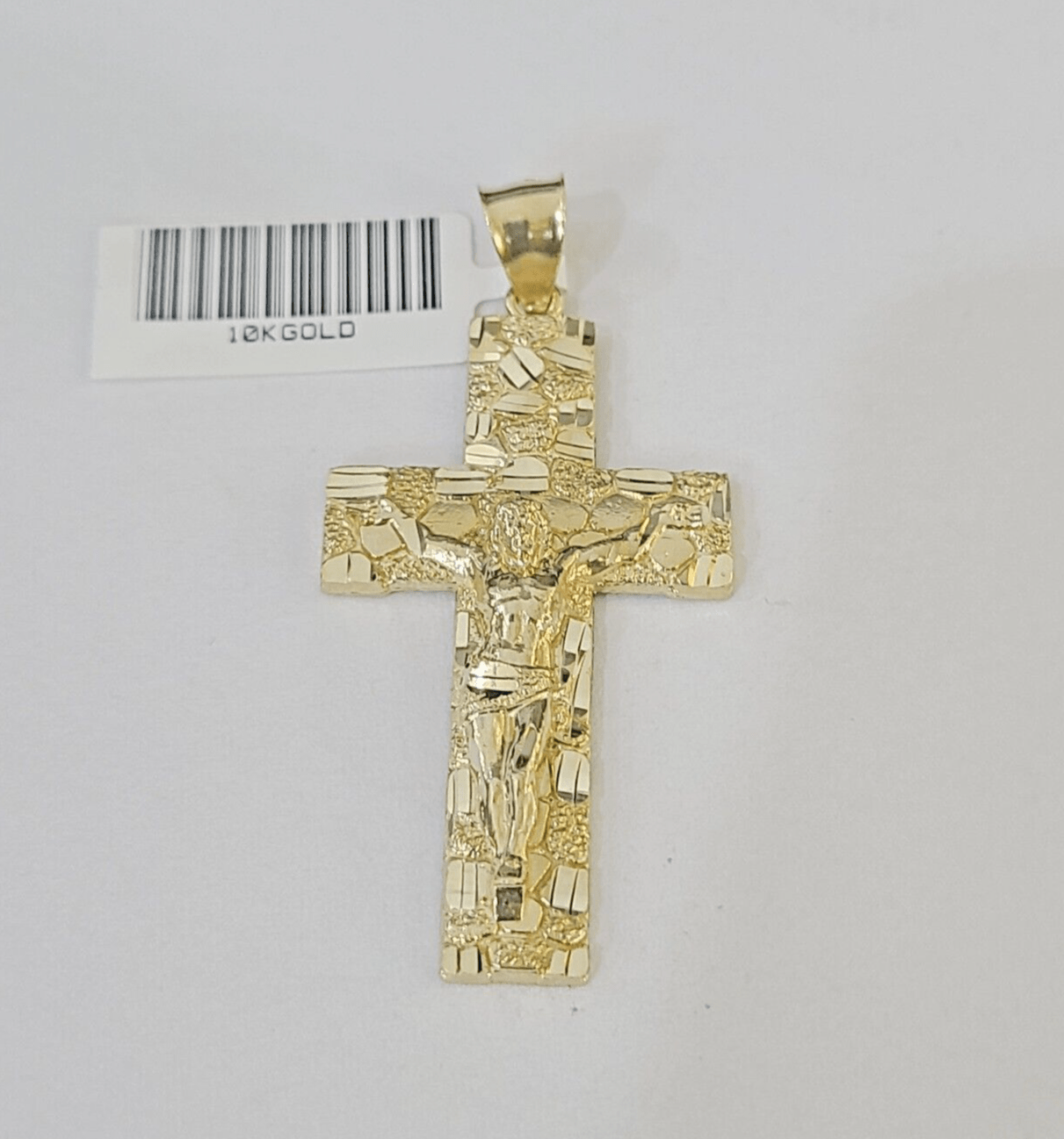 Real 10k Yellow Gold Chain Cross Charm Set 4mm Miami Cuban Link Necklace Pendant - GoldenlinQ