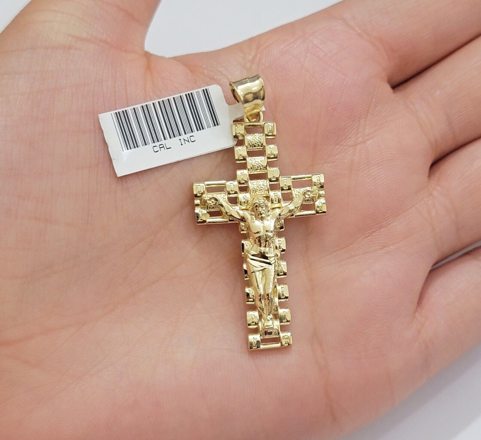 REAL 10k Yellow Gold Chain Cross Pendant Set Miami Cuban link Necklace 5mm 18 - 28 - GoldenlinQ