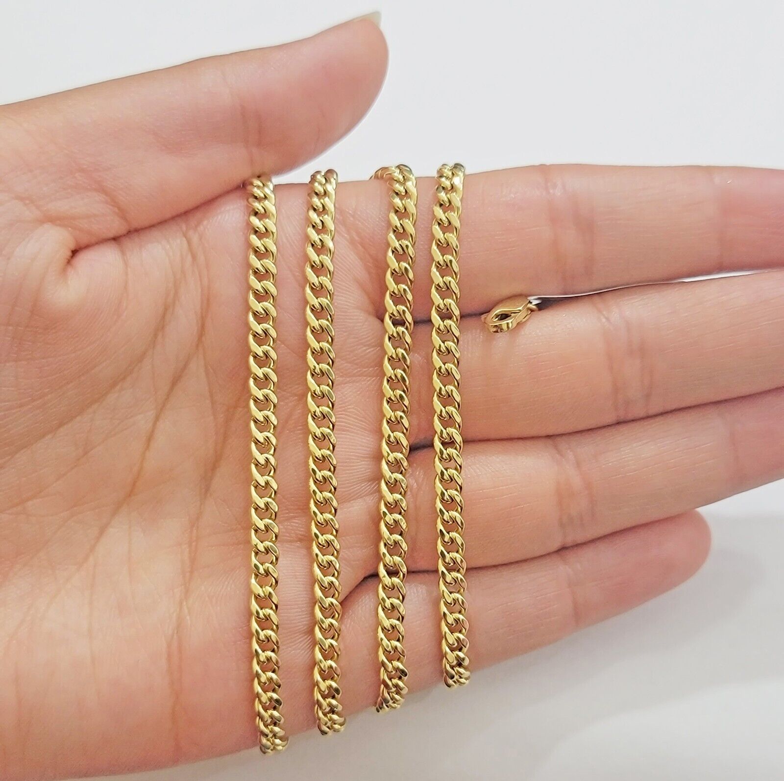 Real 10k Yellow Gold chain Miami Cuban Link 4mm STRONG Necklace For Pendant 10kt - GoldenlinQ