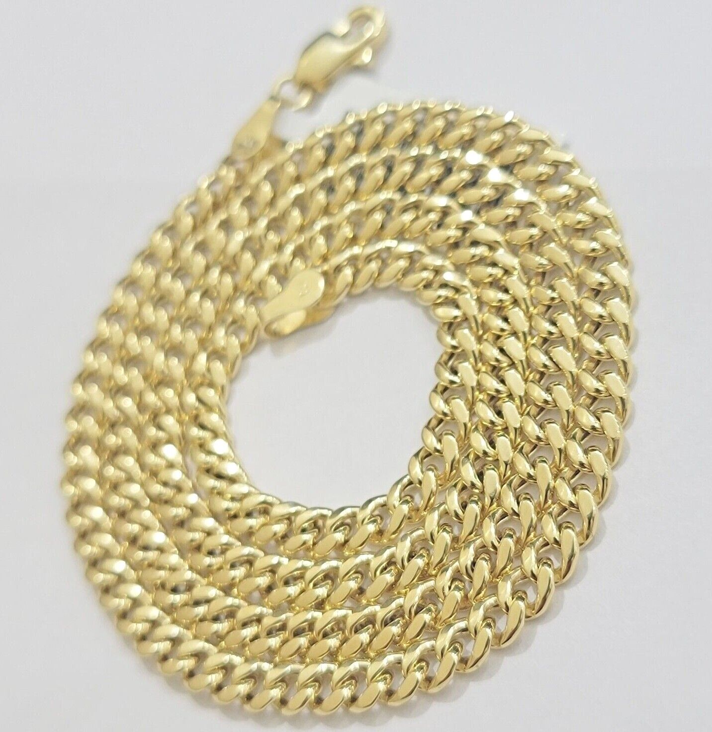 Real 10k Yellow Gold chain Miami Cuban Link 4mm STRONG Necklace For Pendant 10kt - GoldenlinQ