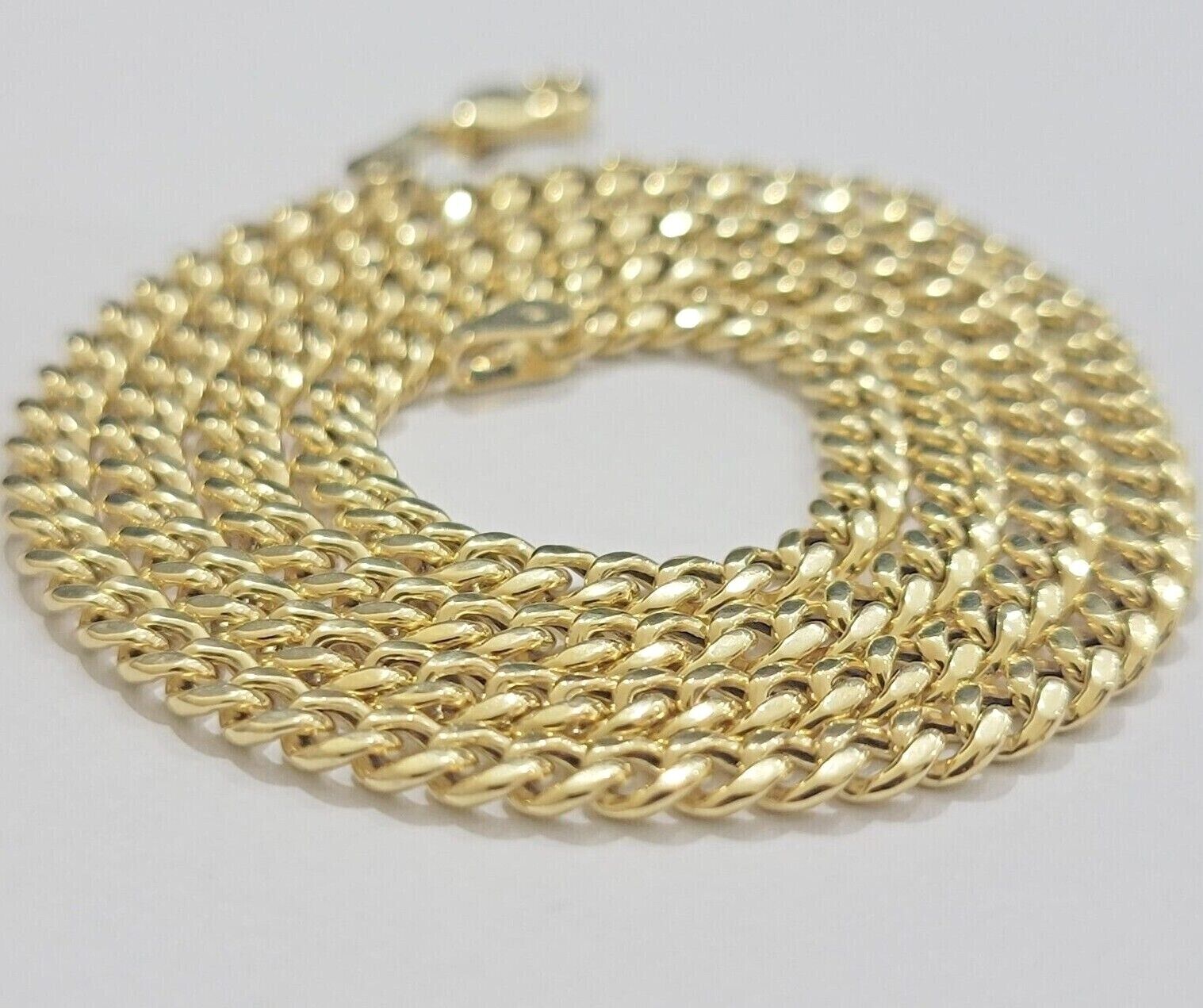 Real 10k Yellow Gold chain Miami Cuban Link 4mm STRONG Necklace For Pendant 10kt - GoldenlinQ