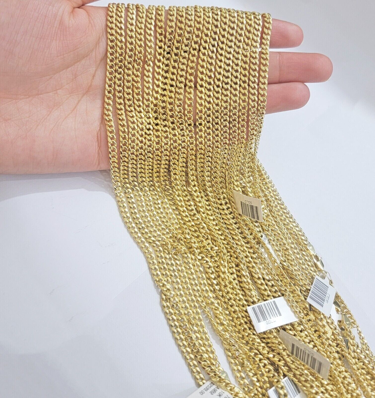 Real 10k Yellow Gold chain Miami Cuban Link 4mm STRONG Necklace For Pendant 10kt - GoldenlinQ