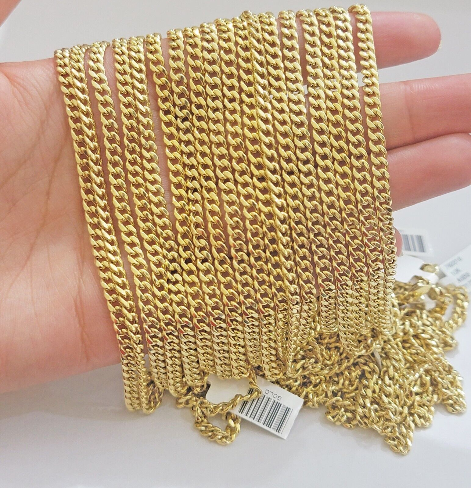 Real 10k Yellow Gold chain Miami Cuban Link 4mm STRONG Necklace For Pendant 10kt - GoldenlinQ