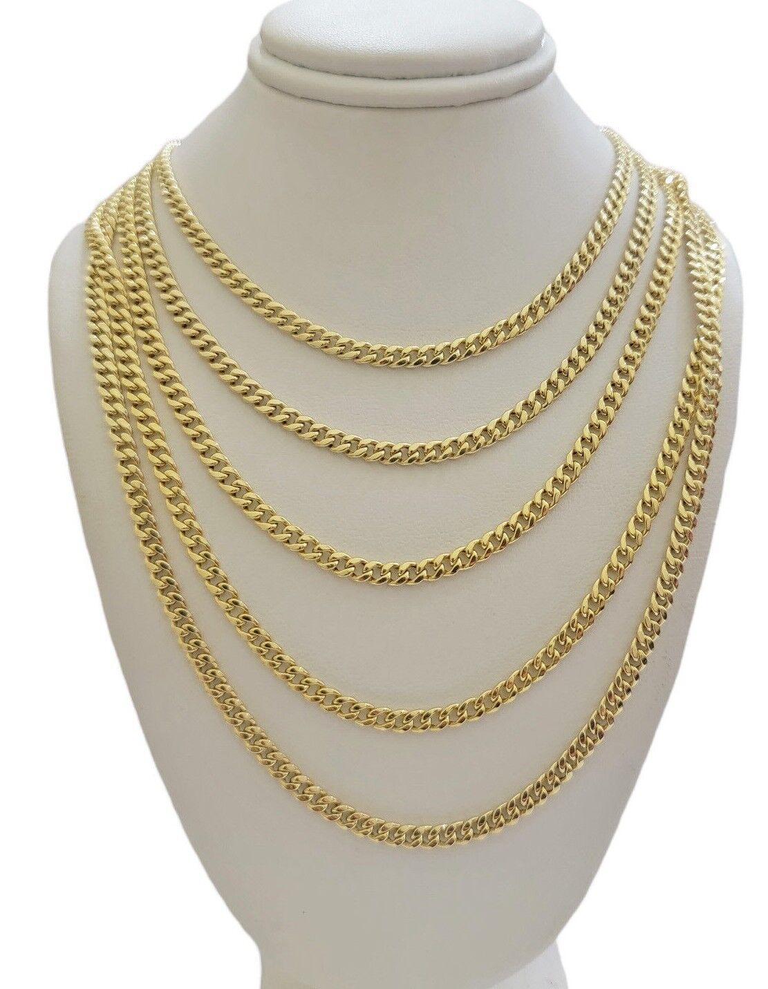 Real 10k Yellow Gold chain Miami Cuban Link 4mm STRONG Necklace For Pendant 10kt - GoldenlinQ