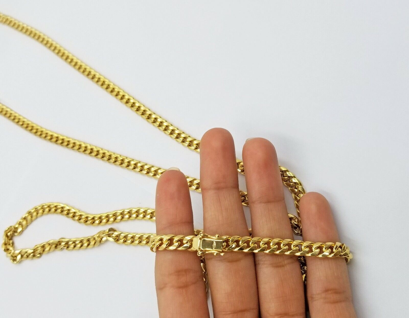 Real 10k Yellow Gold chain Miami Cuban Link necklace 6mm Mens 10kt 22" Box Lock - GoldenlinQ
