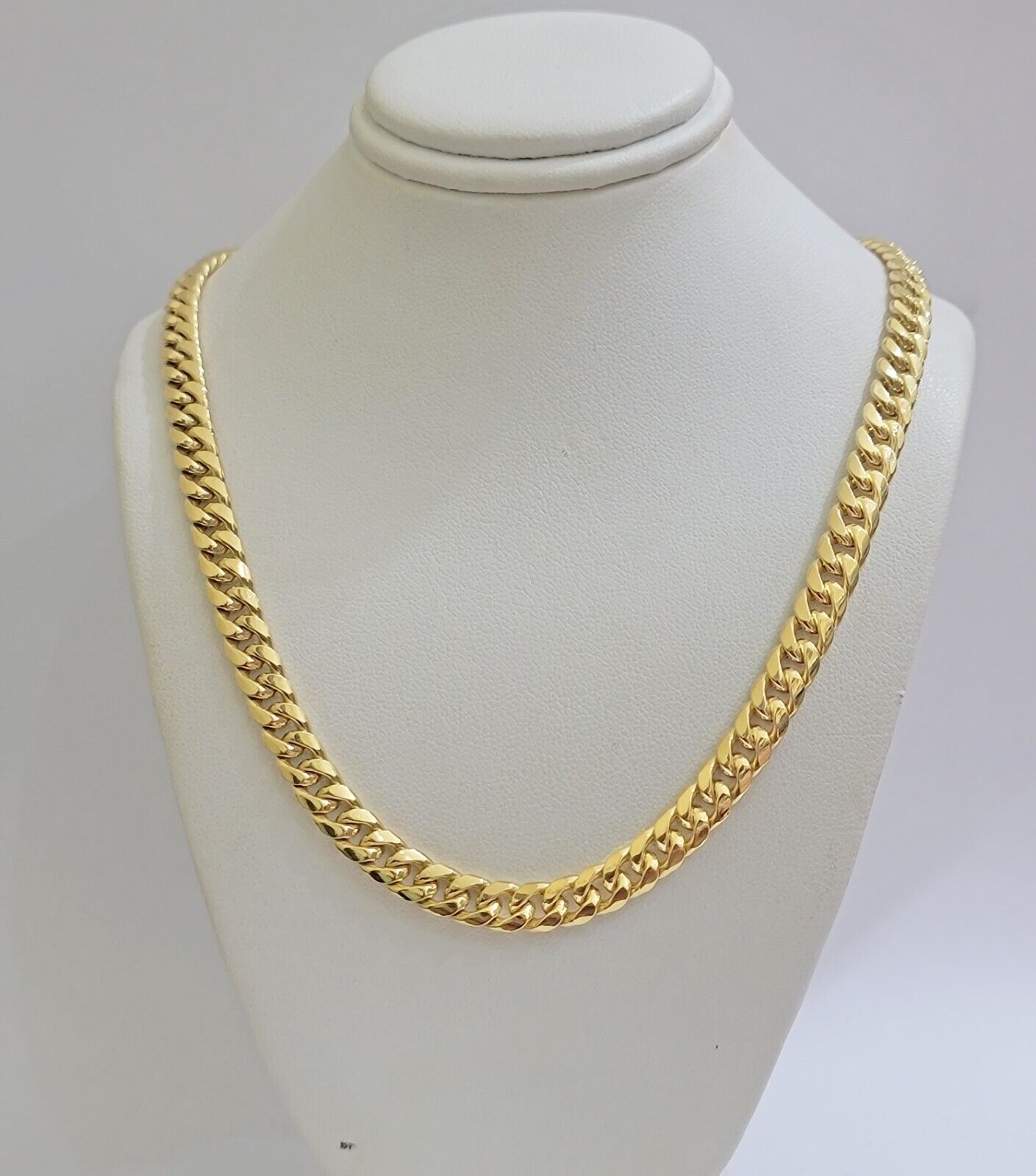 Real 10k Yellow Gold Chain necklace Miami Cuban Link 7mm 20" 22" 24 Inch 10KT - GoldenlinQ