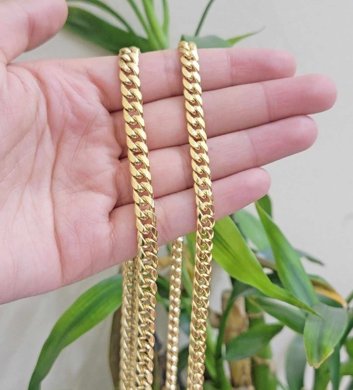 Real 10k Yellow Gold Chain necklace Miami Cuban Link 7mm 20" 22" 24 Inch 10KT - GoldenlinQ
