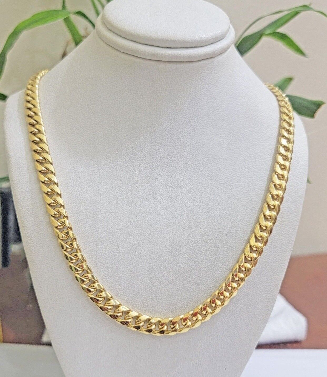 Real 10k Yellow Gold Chain necklace Miami Cuban Link 7mm 20" 22" 24 Inch 10KT - GoldenlinQ