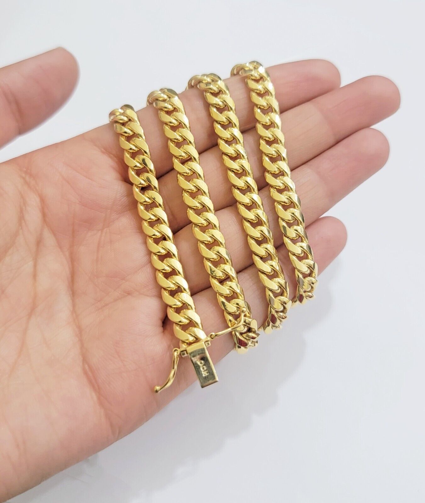Real 10k Yellow Gold Chain necklace Miami Cuban Link 7mm 20" 22" 24 Inch 10KT - GoldenlinQ