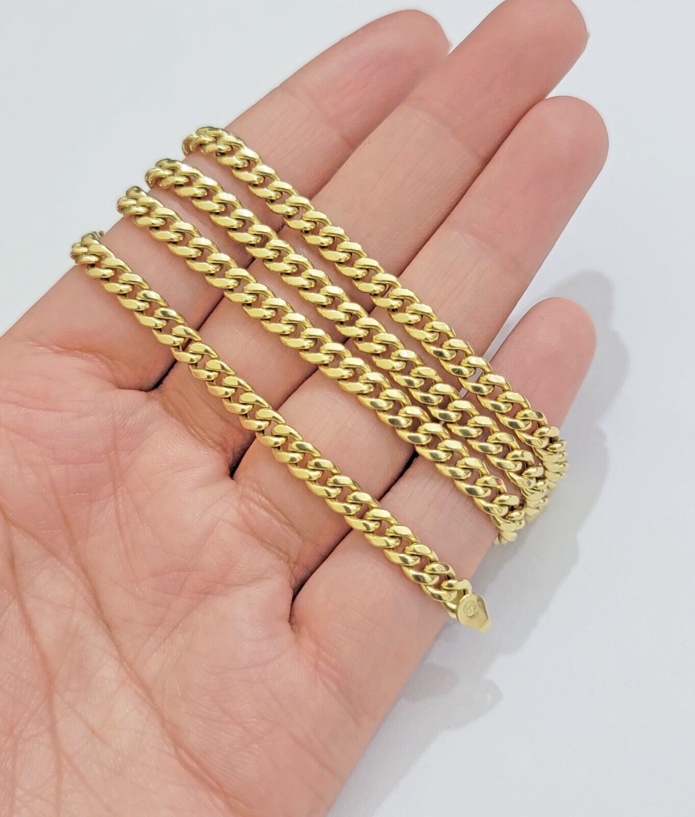 Real 10K Yellow Gold Chain Necklace Miami Cuban Link Chain 4.5mm 18" - 26'' Inch - GoldenlinQ