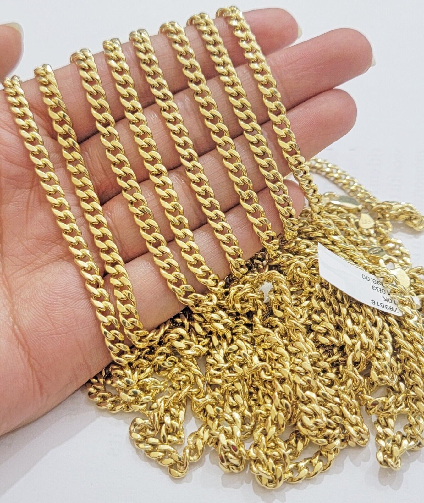 Real 10K Yellow Gold Chain Necklace Miami Cuban Link Chain 4.5mm 18" - 26'' Inch - GoldenlinQ