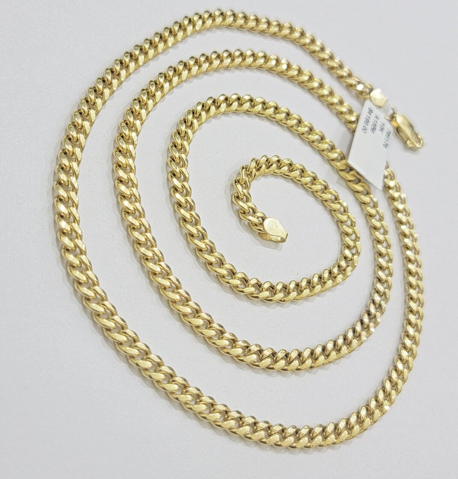 Real 10K Yellow Gold Chain Necklace Miami Cuban Link Chain 4.5mm 18" - 26'' Inch - GoldenlinQ