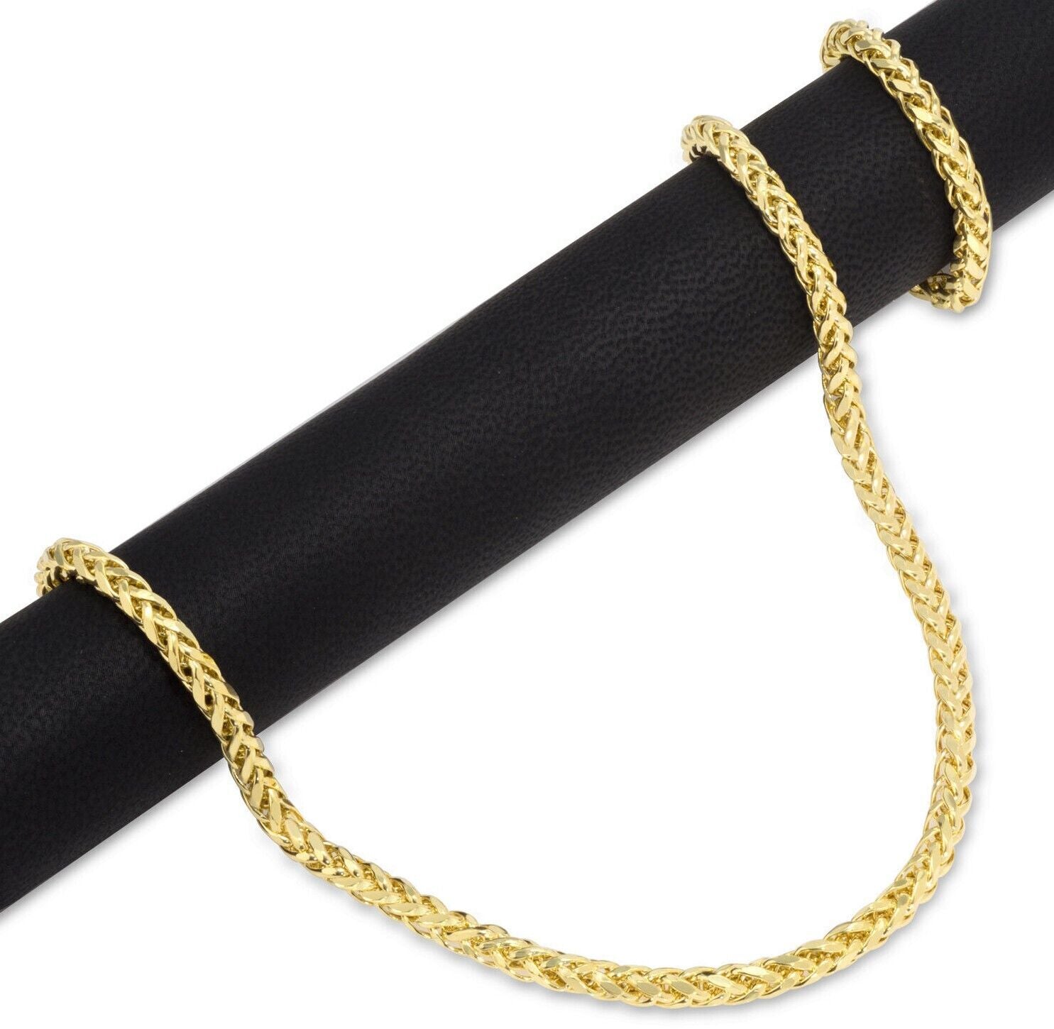 Real 10K Yellow Gold Chain Necklace Wheat Palm Spiga 16" - 30 Inch Hollow 4mm - GoldenlinQ