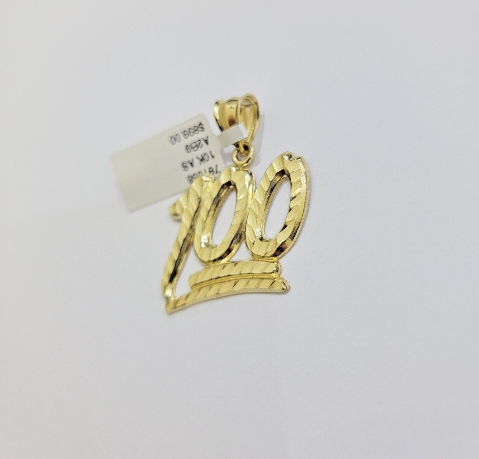 REAL 10k Yellow Gold Charm 100 pendant With Diamond Cuts For Mens - GoldenlinQ