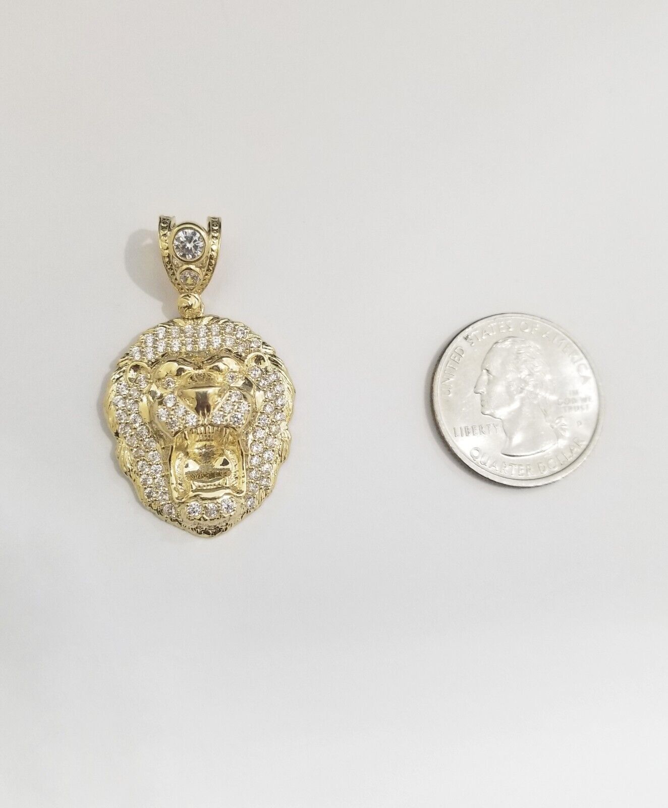 Real 10k Yellow Gold Charm Lion Head Pendant 10kt Gold - GoldenlinQ