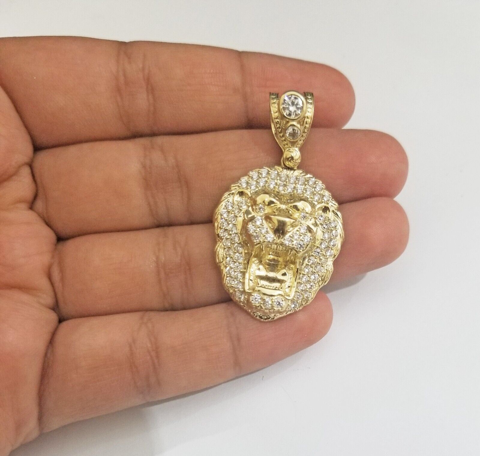 Real 10k Yellow Gold Charm Lion Head Pendant 10kt Gold - GoldenlinQ