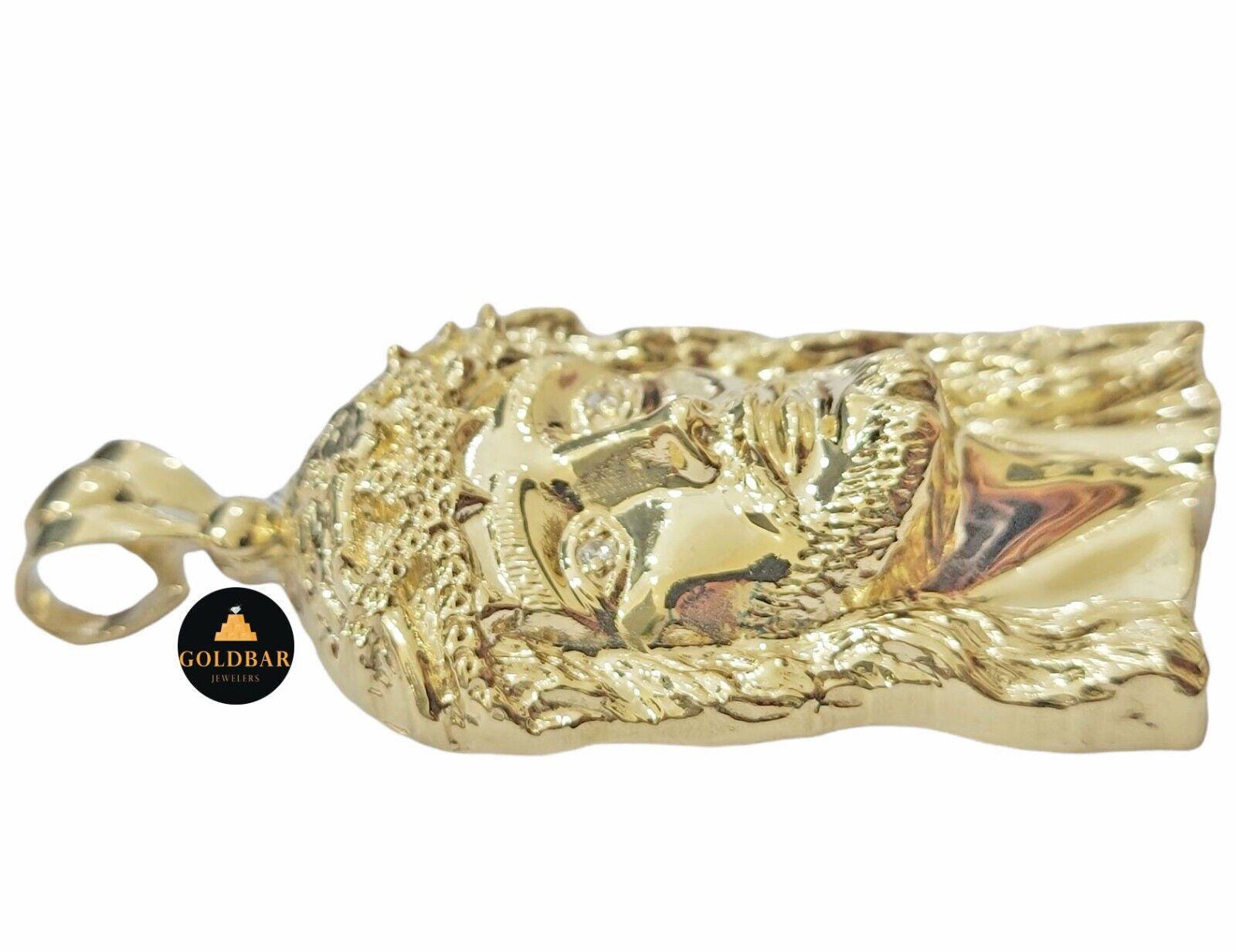 Real 10k Yellow Gold Charm Mens Pendant Jesus Face Head 3" Inch For Chain, 10KT - GoldenlinQ