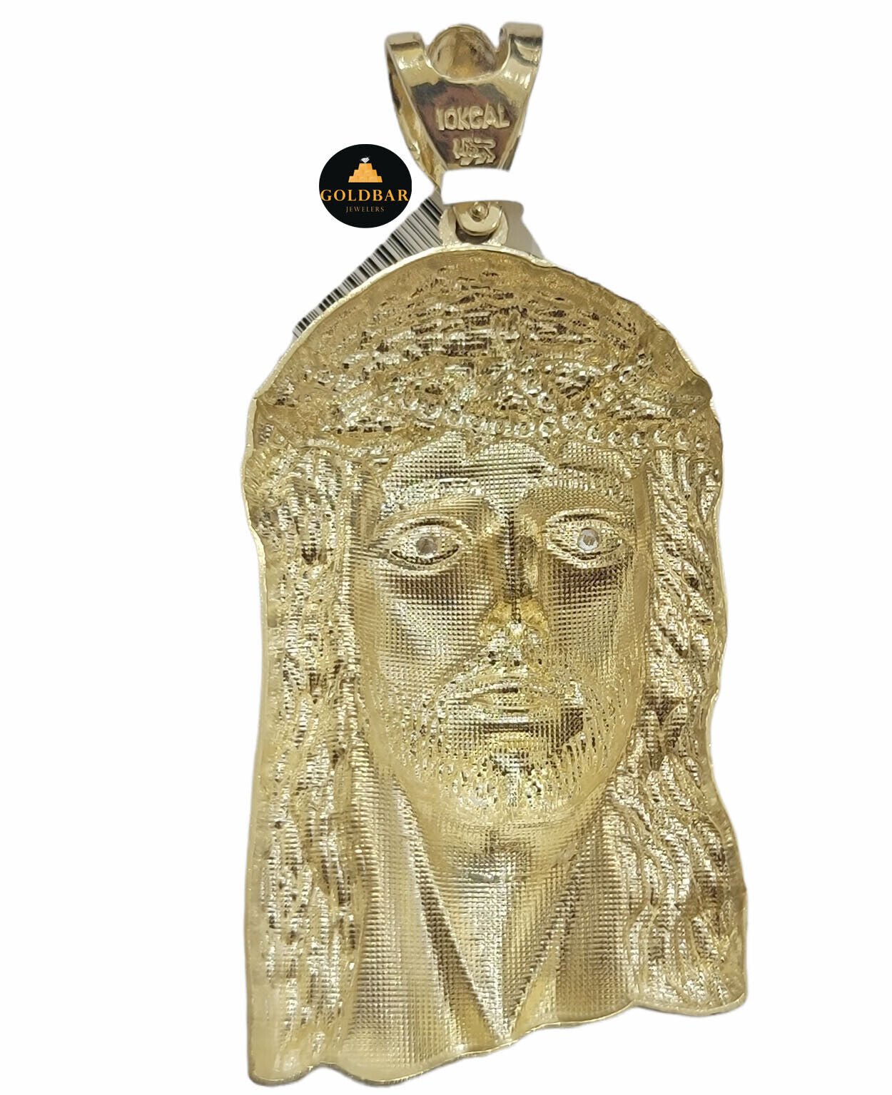 Real 10k Yellow Gold Charm Mens Pendant Jesus Face Head 3" Inch For Chain, 10KT - GoldenlinQ