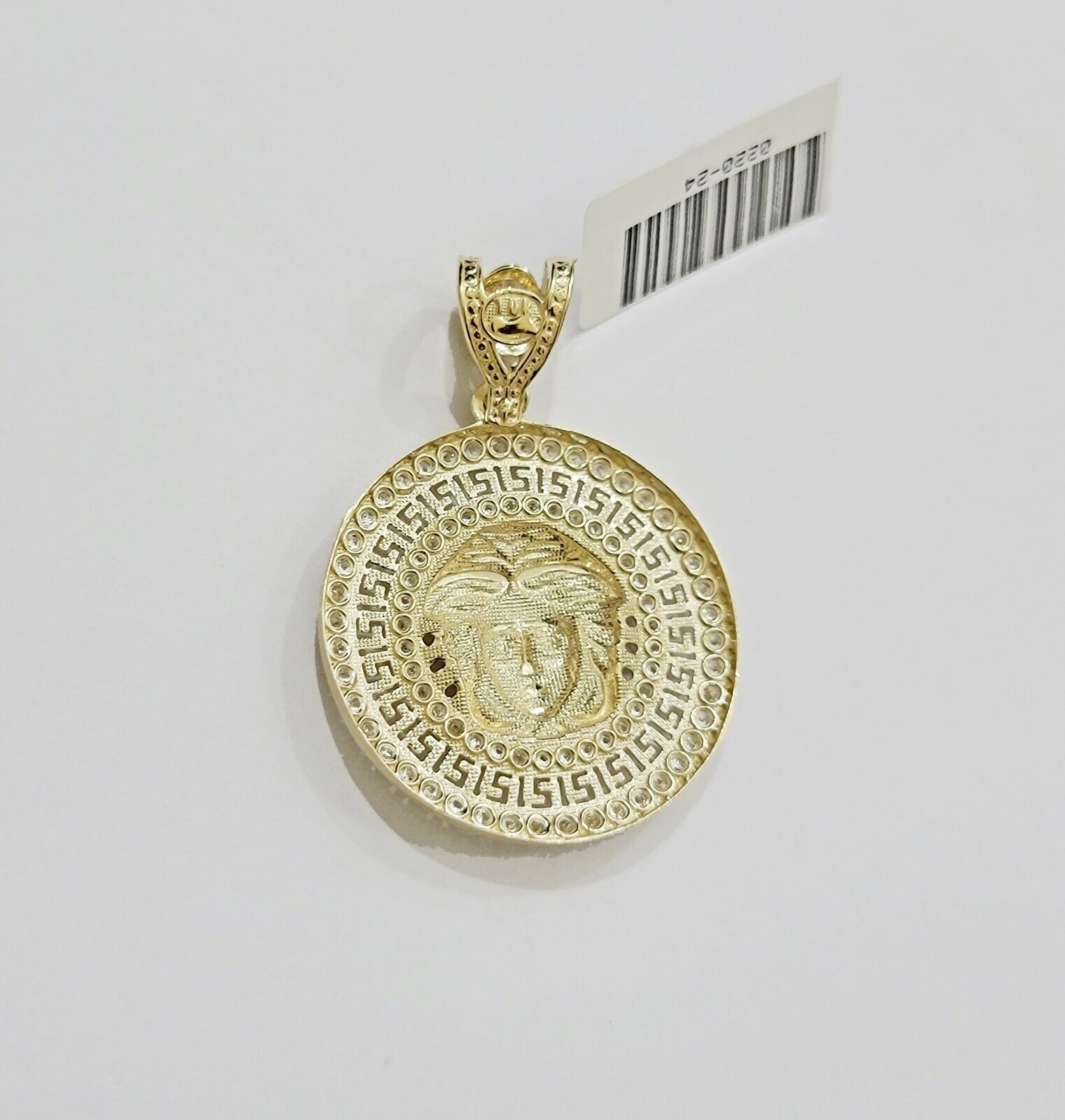 Real 10k Yellow Gold Charm Pendant Medusa Head 1.5" With Stones 10kt for Chain - GoldenlinQ