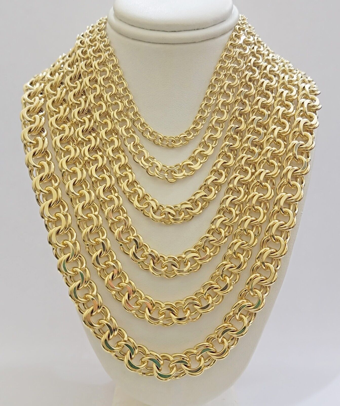 Real 10k Yellow Gold Chino Chain Solid Link Necklace 5mm - 11mm 22" - 26" Mens - GoldenlinQ