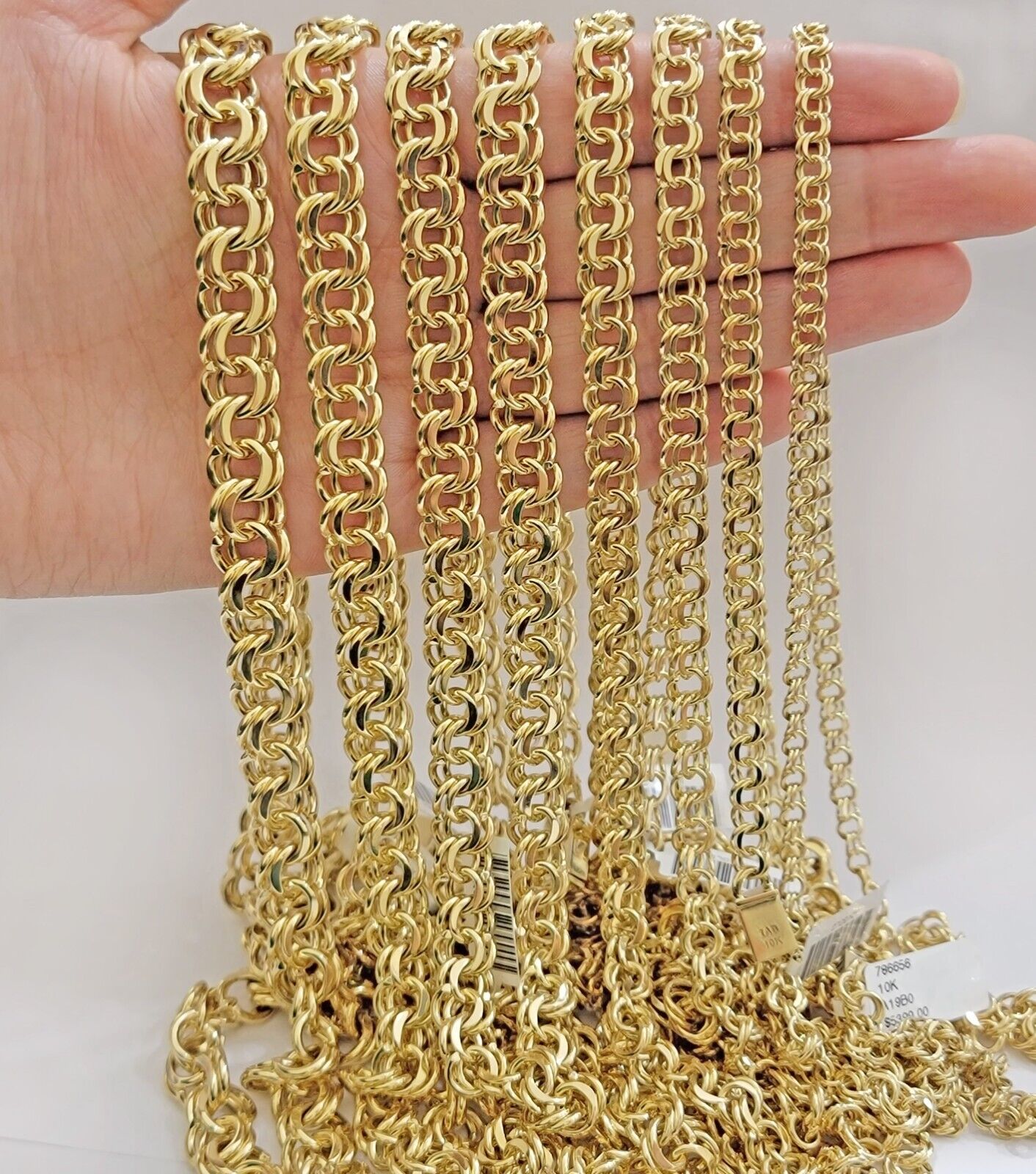 Real 10k Yellow Gold Chino Chain Solid Link Necklace 5mm - 11mm 22" - 26" Mens - GoldenlinQ